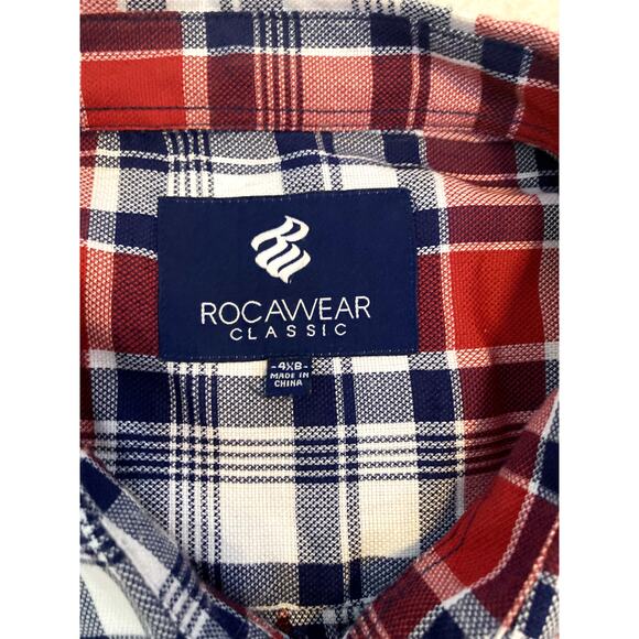 Vintage Y2K 90s Rocawear Plaid Shirt 4XL Big Short Sleeve Button Up Hip Hop - Picture 2 of 8